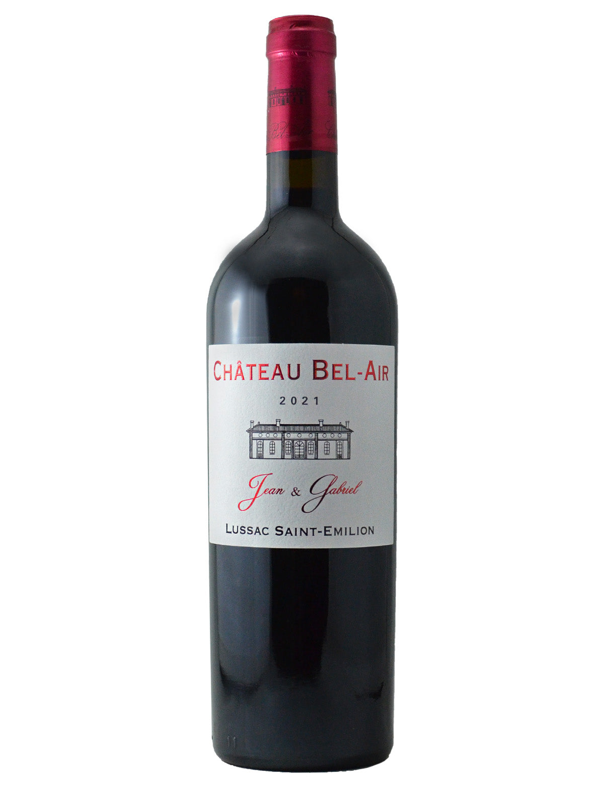 Bottle of Chétaité Bel Air Jean & Gabriel 2021 wine from Lussac-Saint-Emilion, Bordeaux, France.