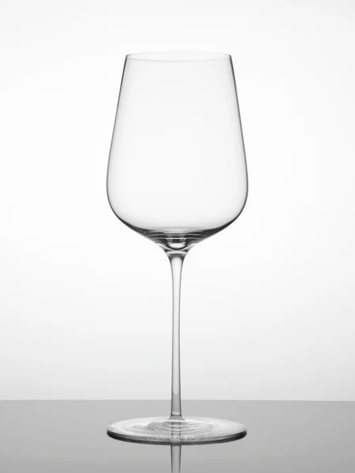 A clear, elegant wine glass with a modern design, part of a 2-pack set.