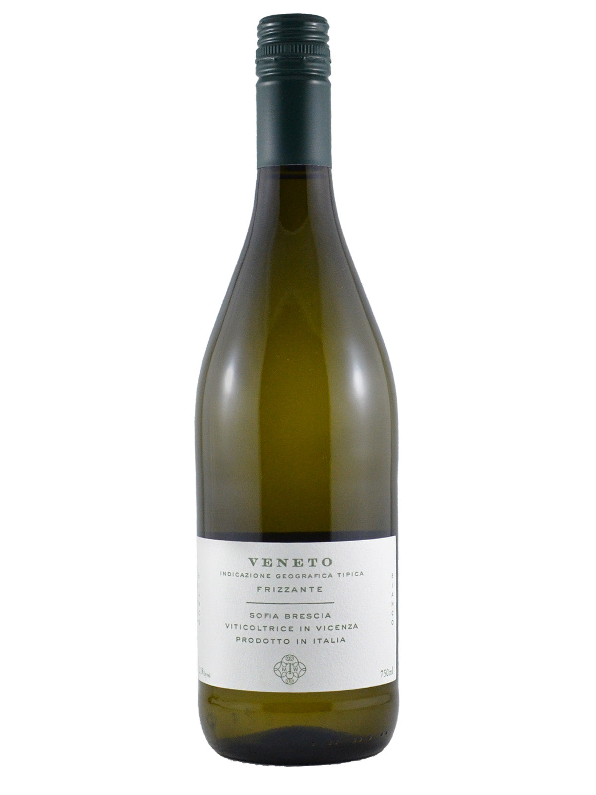 A bottle of Mary Taylor Veneto Frizzante wine with a label indicating it is from Veneto, Italy, with varietals Glera and Garganega.