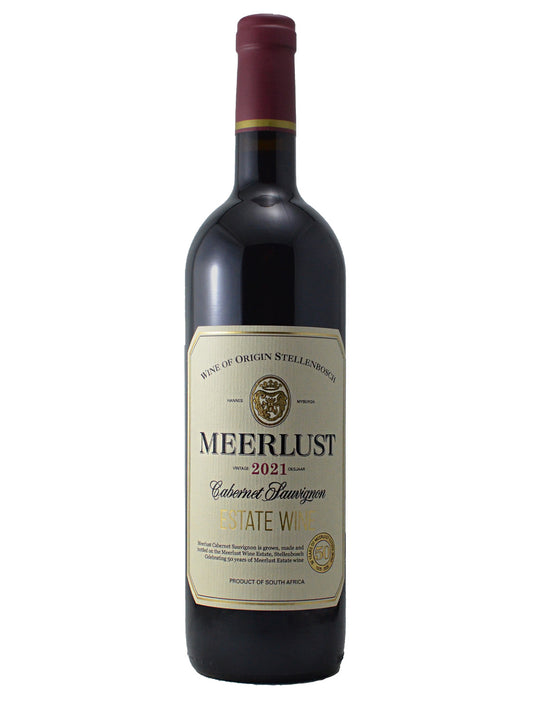 Meerlust 2021 Cabernet Sauvignon wine bottle on a white background