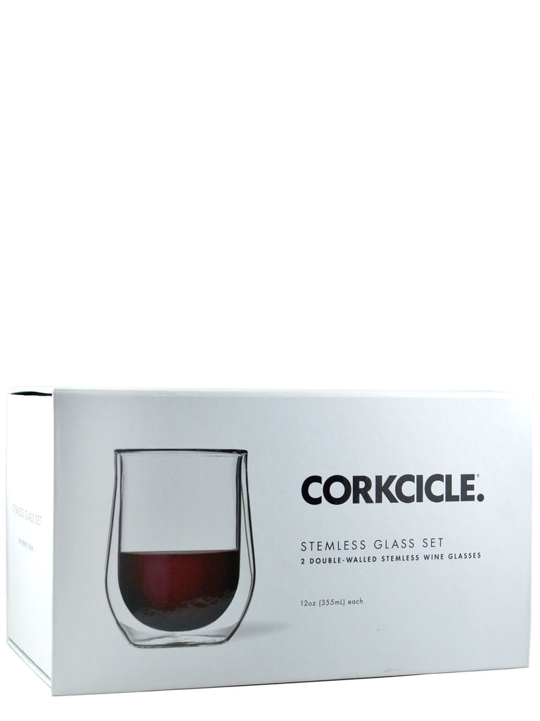 Corkcicle. 12oz Stemless Glass Set - Clear Edition